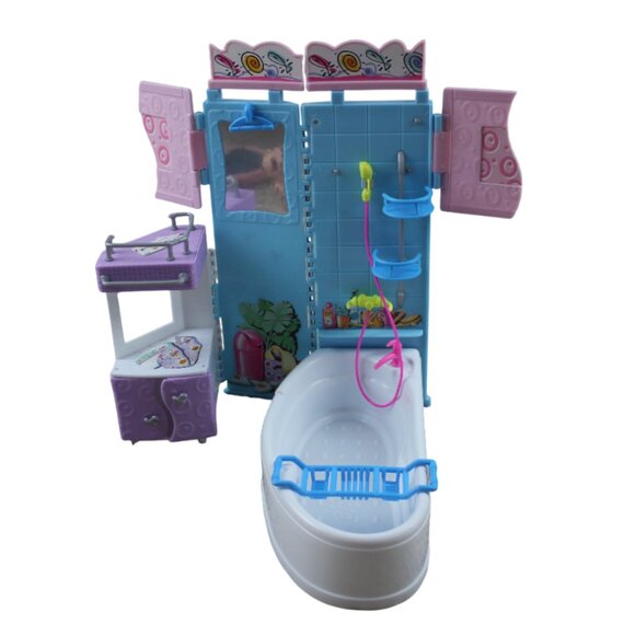 Barbie All Around Home Bathroom Shower Tub Playset Blue Vintage Doll Toy 2000 - Picture 1 of 8